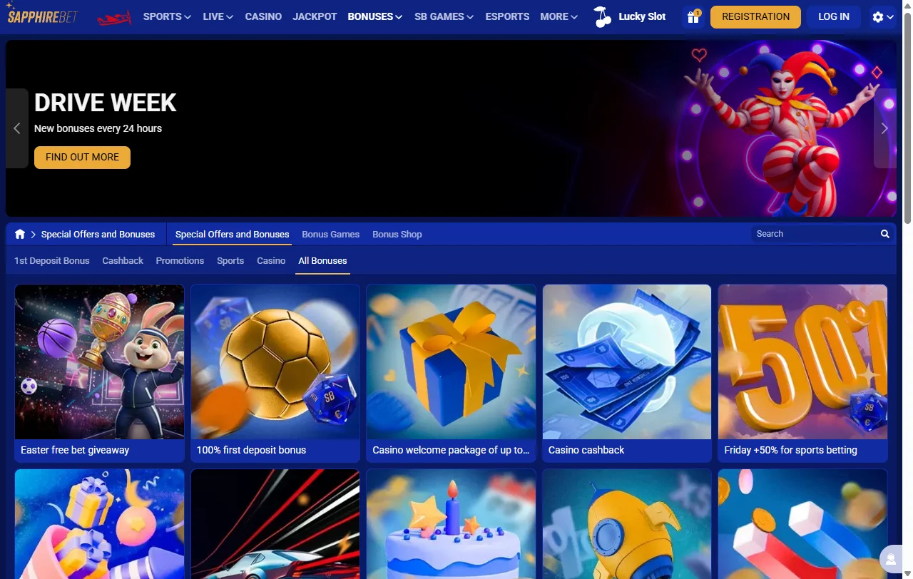 SapphireBet Casino games library with slots and live tables focus