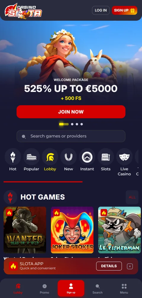 Slota Casino mobile play and device accessibility details