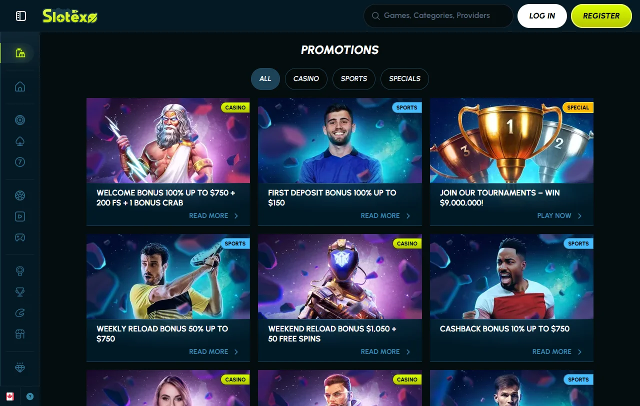 Slotexo Casino bonus terms and welcome offer details overview