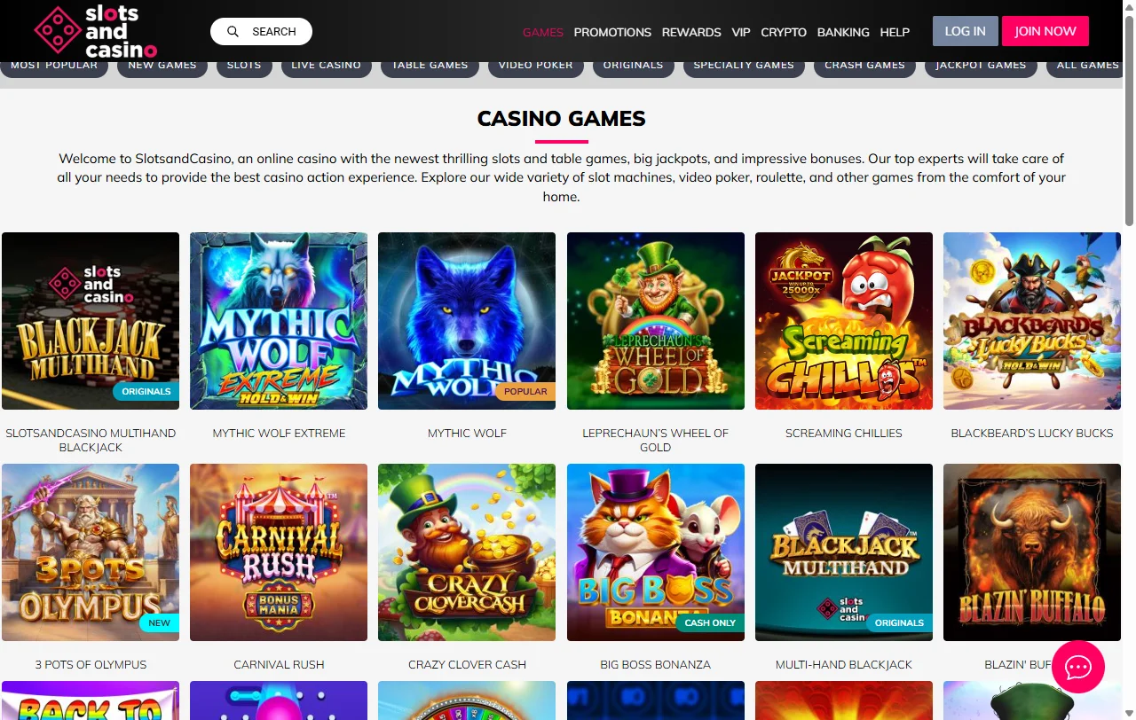 SlotsAndCasino bonus offers and promotion summary