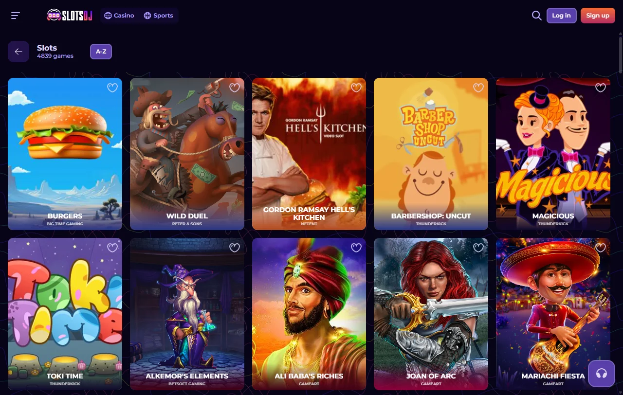 SlotsDJ Casino games library and live tables overview