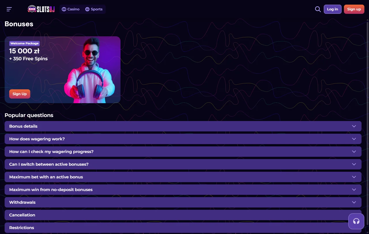 SlotsDJ Casino bonus terms and promotion structure explained