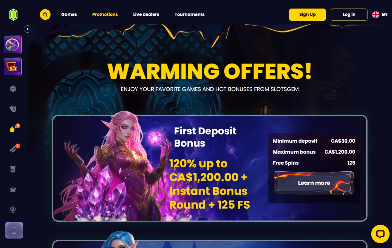 Slotsgem Casino games and live tables analysis for Indian users