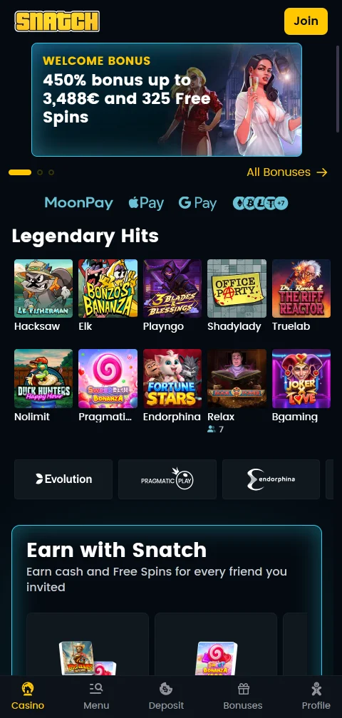 Snatch Casino mobile gaming access and smartphone compatibility details