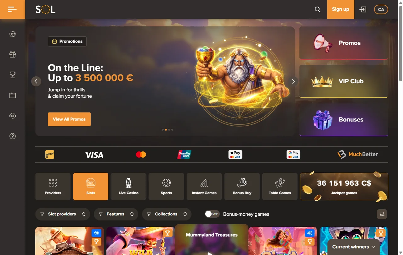 Sol Casino analysis of slots, live tables, and software mix