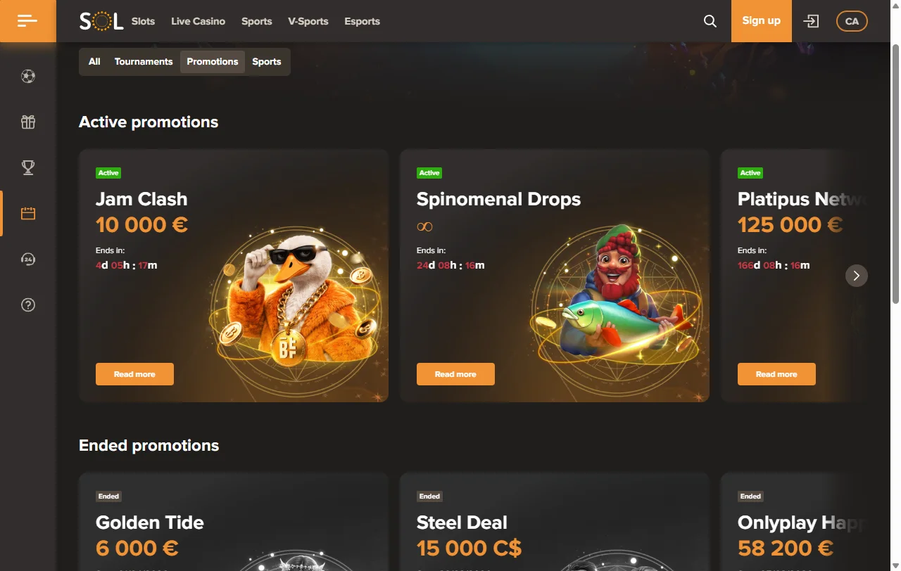 Sol Casino bonus review with welcome offer and promotion terms