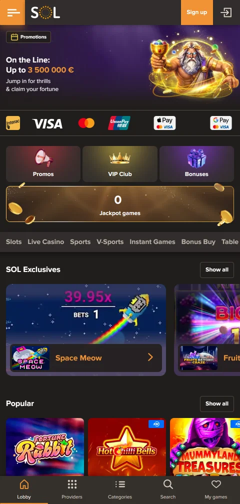 Sol Casino mobile access for India players on browser and phone