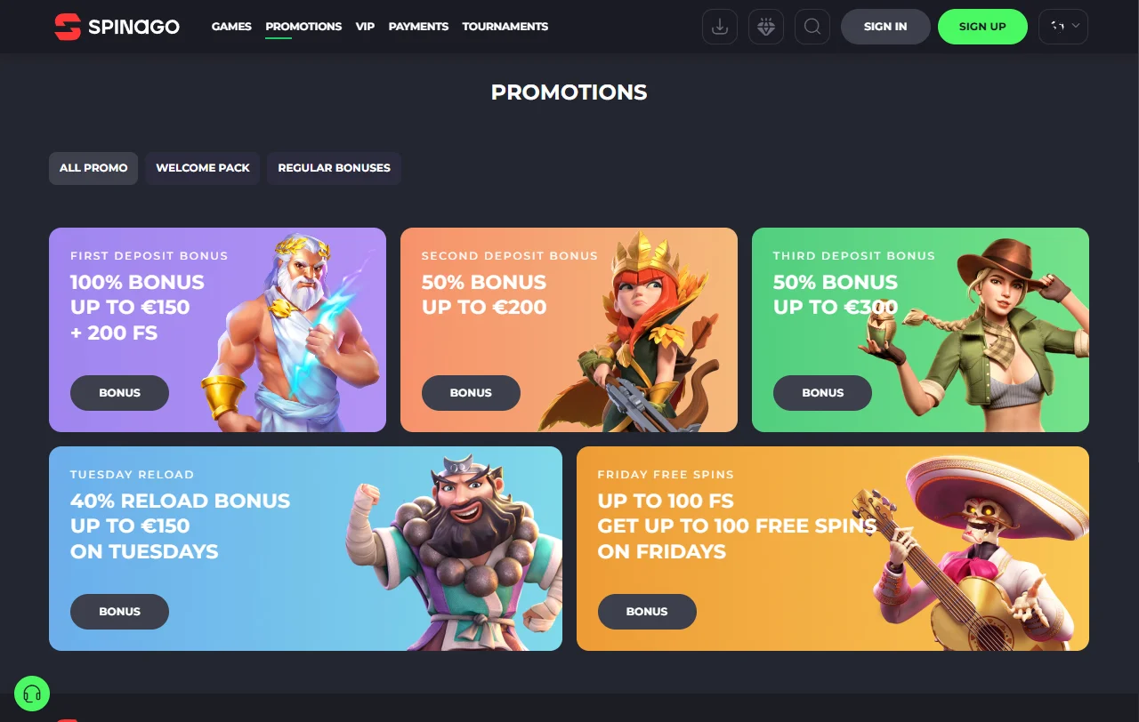 Spinago Casino slots live tables and game library details