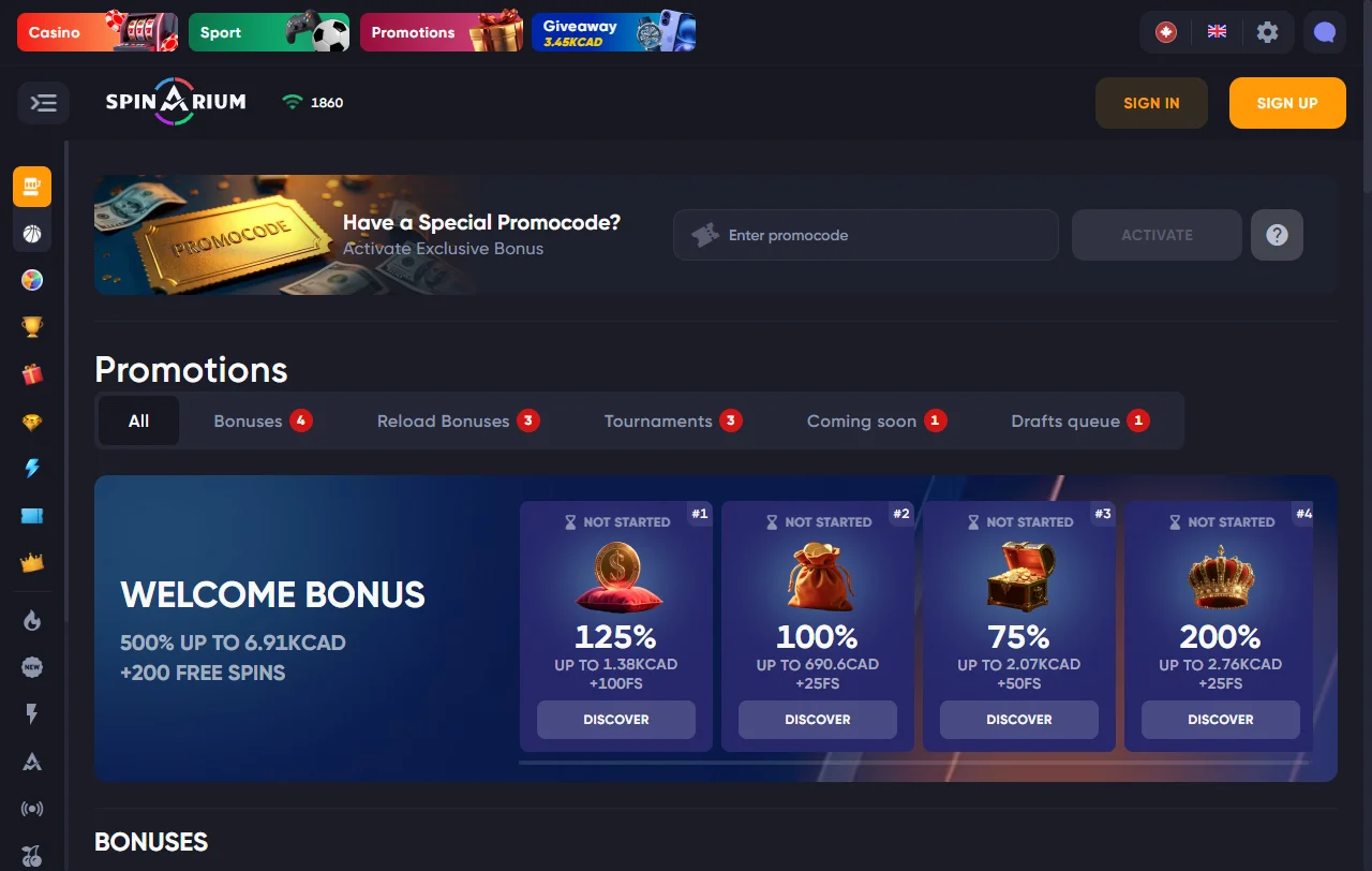 Spinarium Casino games and live tables overview for India readers
