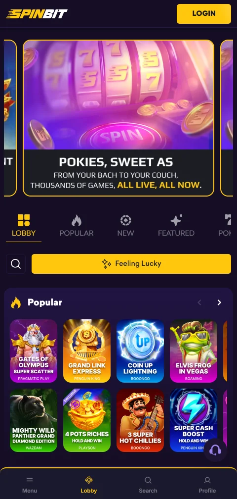 Spinbit Casino mobile access and browser play for India