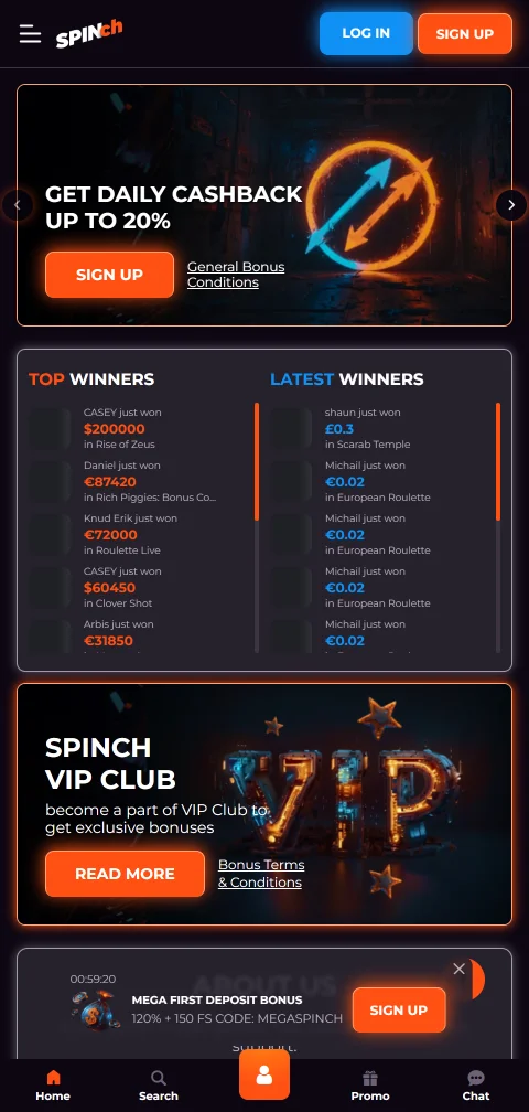 Spinch Casino mobile access and browser play for Indian users