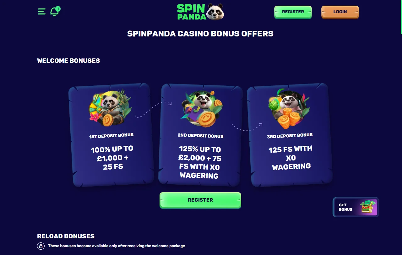 SpinPanda Casino games library with slots and live tables