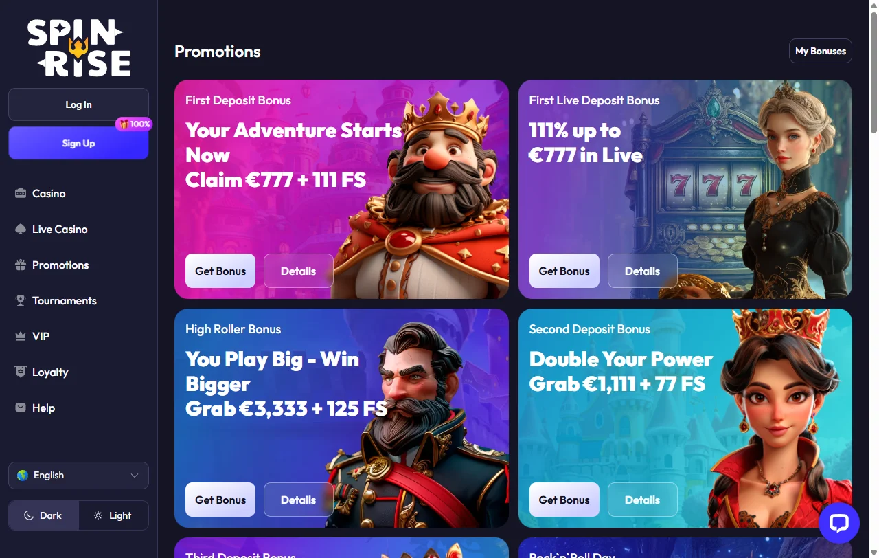 Spinrise Casino slots and live games library for careful comparison