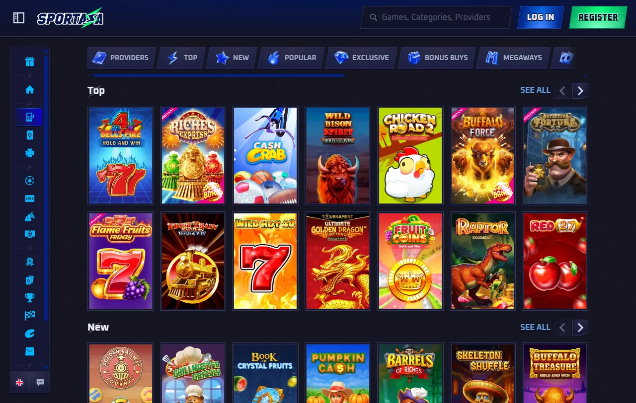 Sportaza Casino games, slots, and live entertainment options