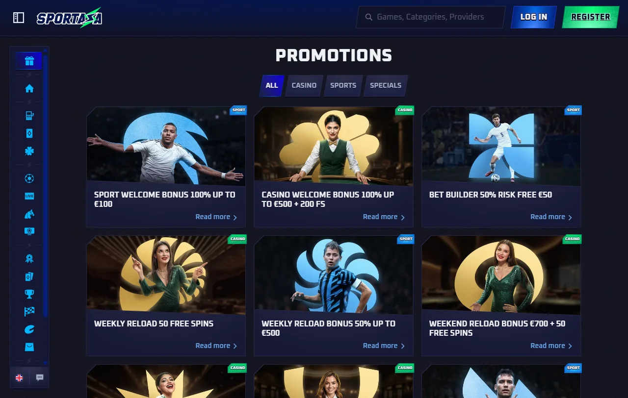 Sportaza Casino bonuses, promotions, and welcome offer details