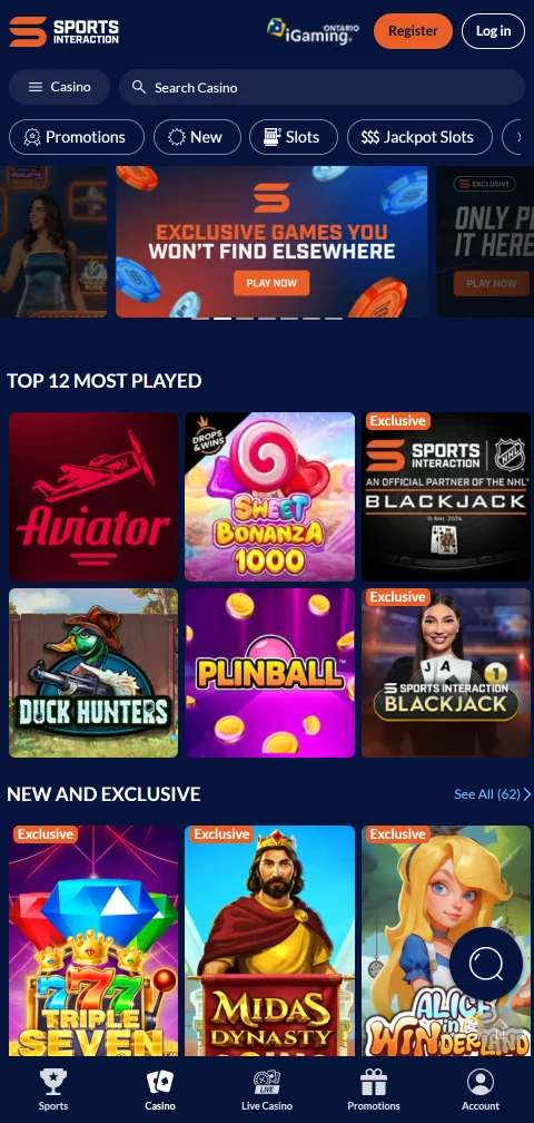 Sports Interaction Casino payment methods and withdrawal overview