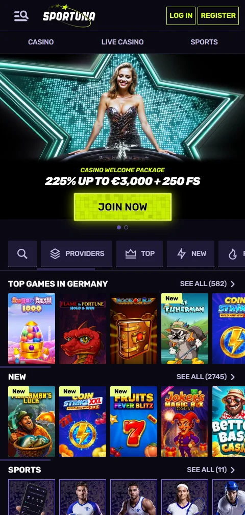 Sportuna Casino mobile access and responsive play for Indian users