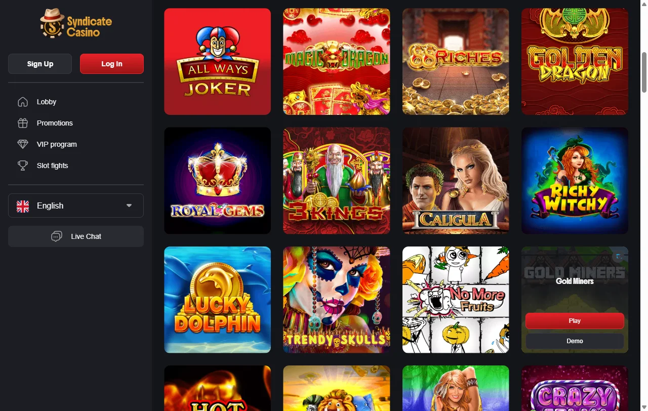 Syndicate Casino games library and provider mix for India readers