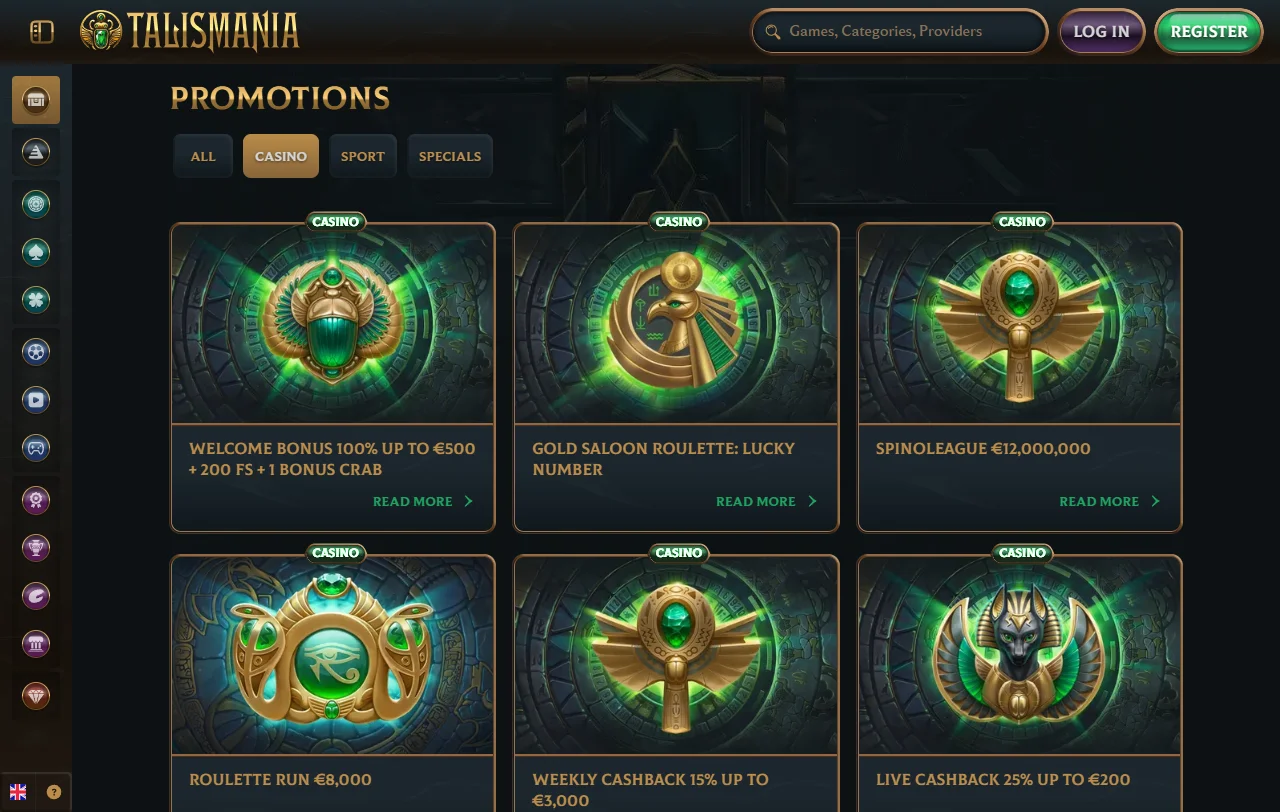 Talismania Casino games, slots and live entertainment guide