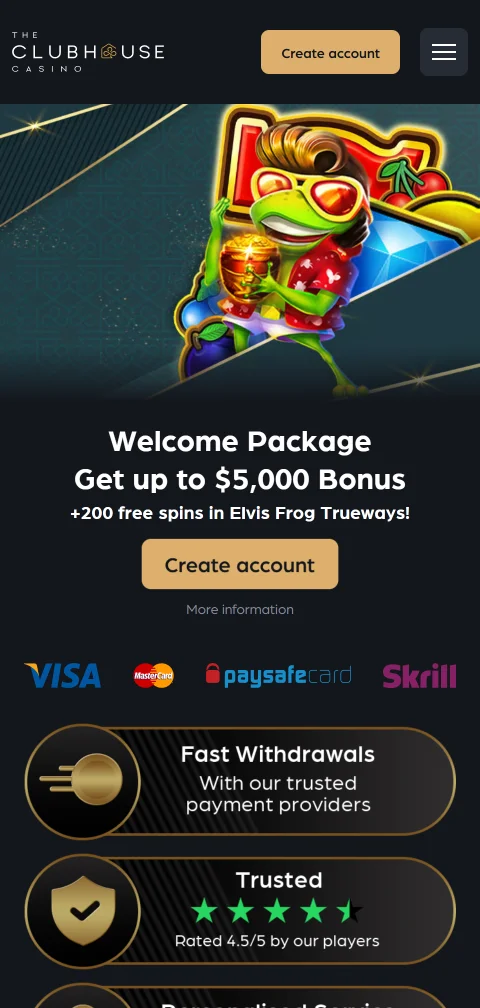 The Clubhouse Casino mobile access for smartphone play
