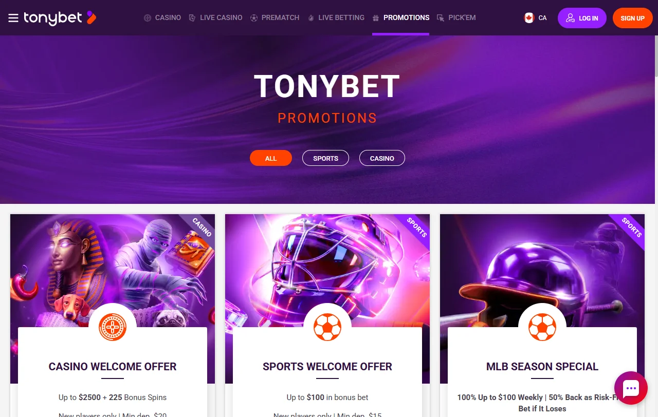 Tonybet Casino welcome offers and bonus terms summary