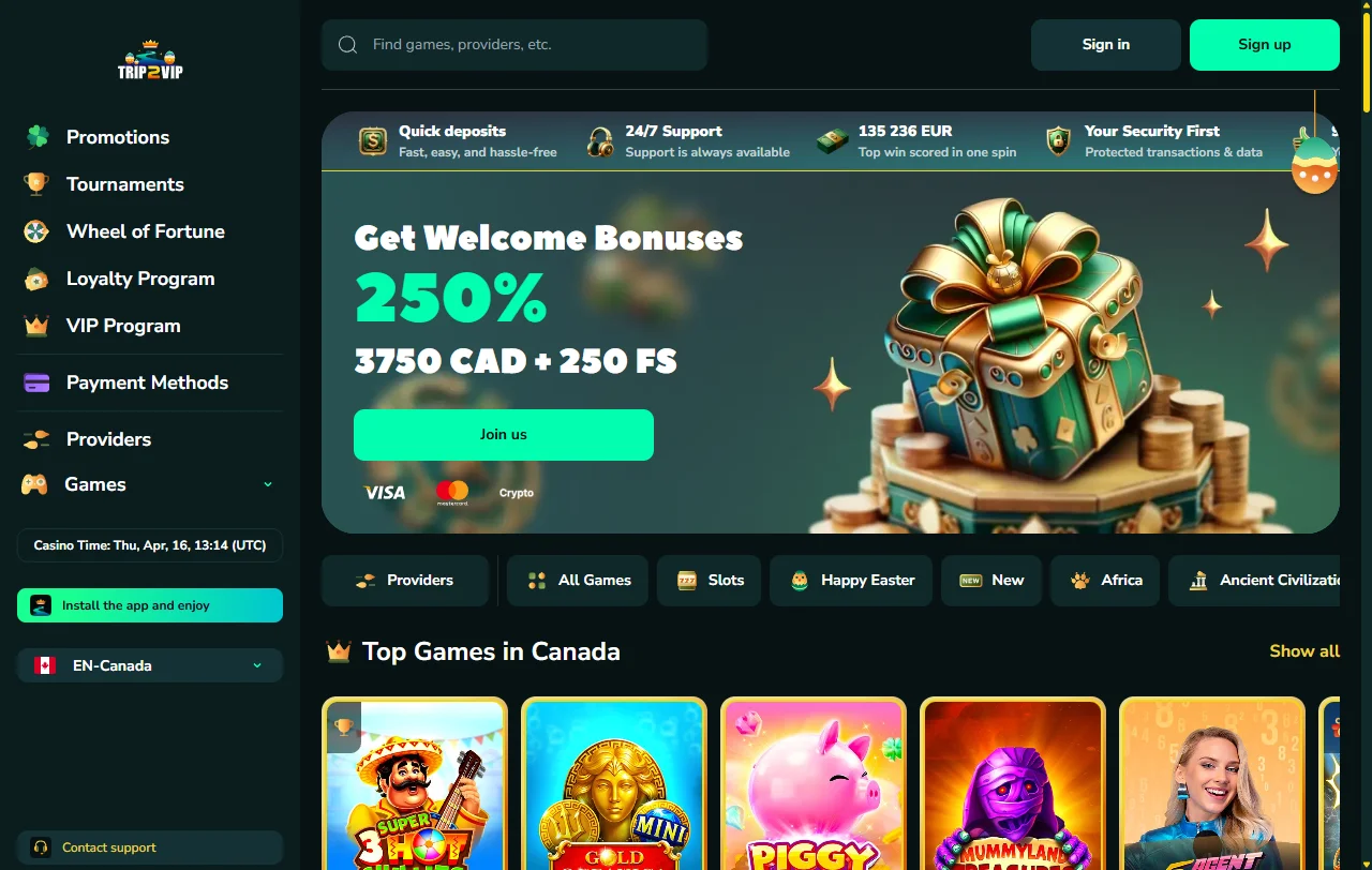 Trip2Vip Casino review covering games, payments and player terms for India