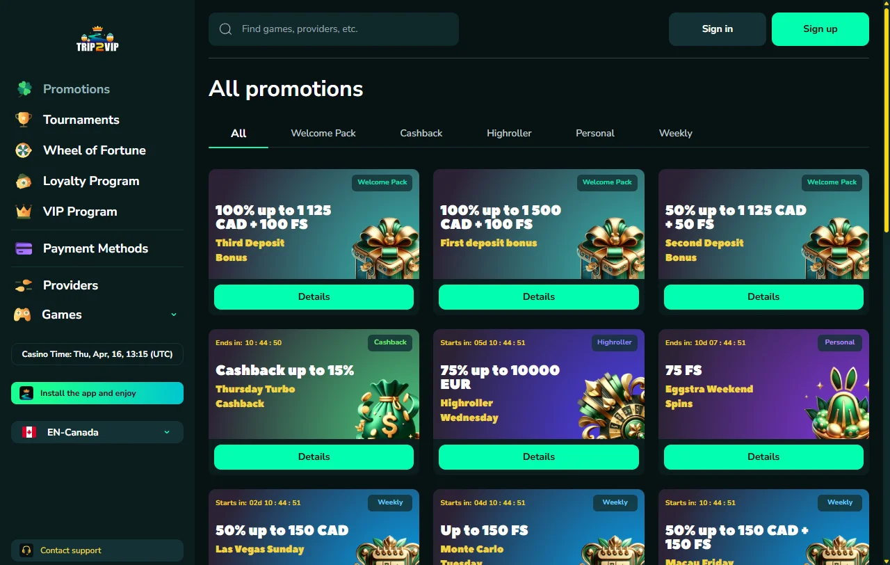Trip2Vip Casino analysis of slots, live tables and providers