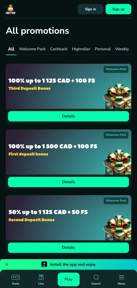 Trip2Vip Casino payment methods, deposits and withdrawals overview