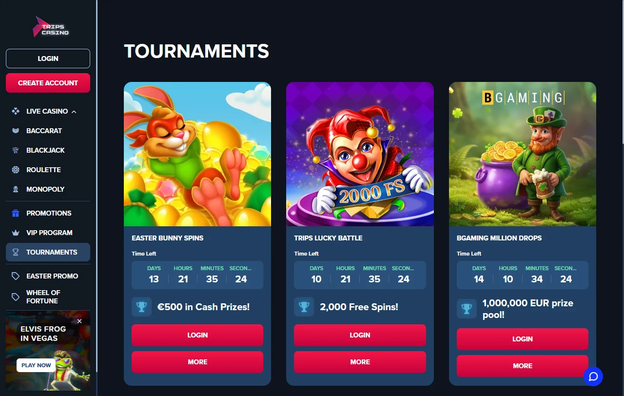 Trips Casino bonus structure and welcome offer summary