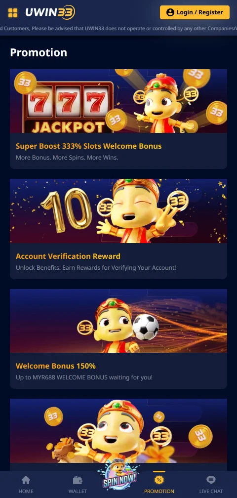 Uwin33 Casino deposits, withdrawals and cashier methods for users