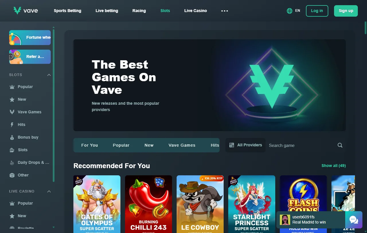 Vave Casino bonus structure and welcome offer details