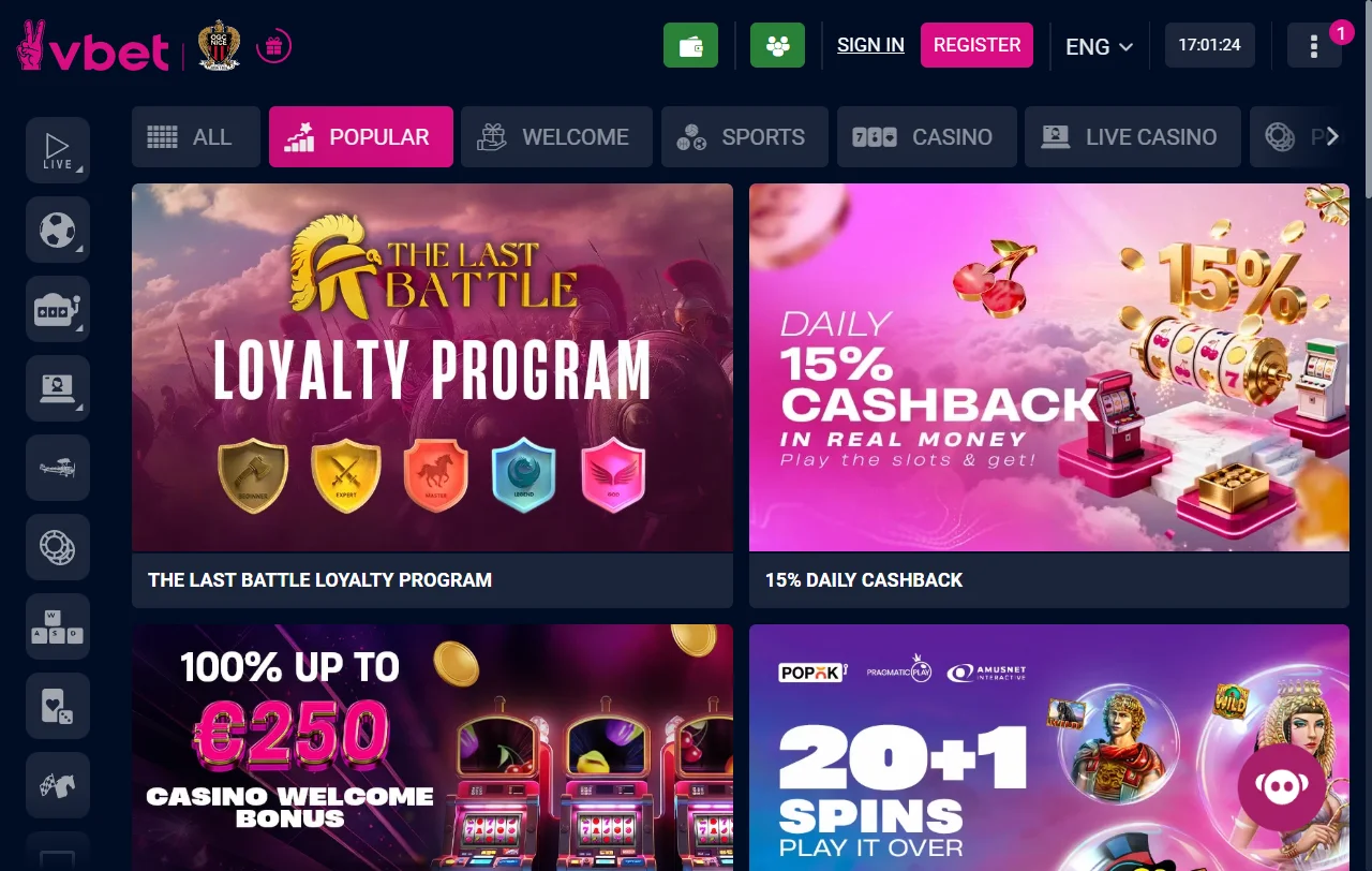 Vbet Casino analysis of slots, live tables and software variety