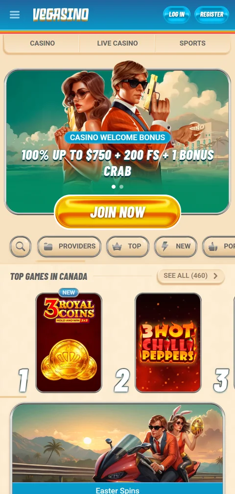 Vegasino Casino mobile access and browser play for India users