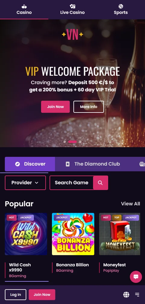 VegasNow Casino mobile access and smartphone compatibility for Indian users