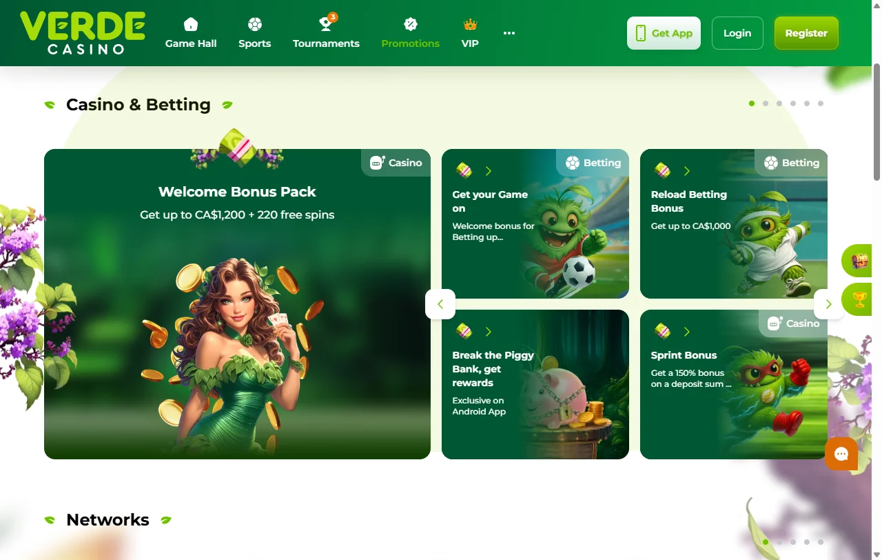 Verde Casino game library with slots, tables and live options