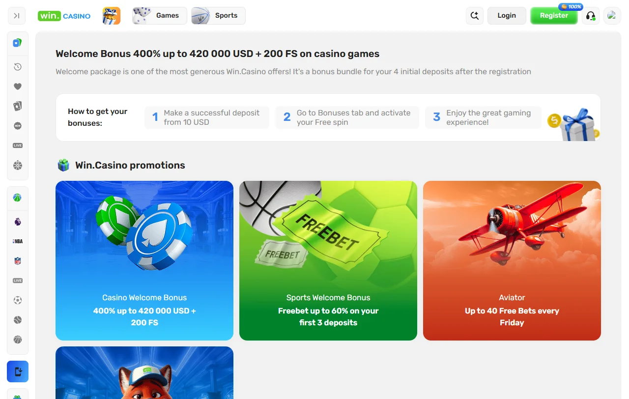 Win Casino games library and provider mix analysis