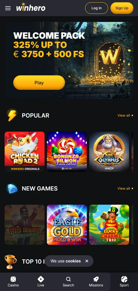 Winhero Casino mobile access for responsive play on phones