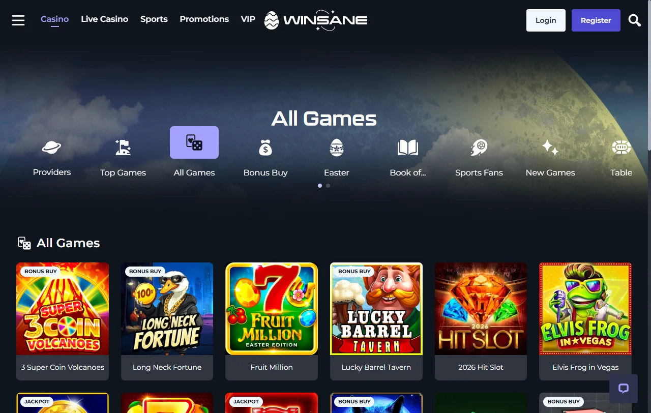 Winsane Casino games and live tables overview for readers
