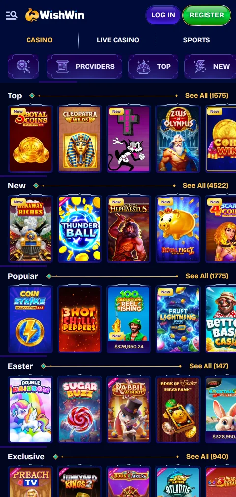 Wishwin Casino deposits, withdrawals and banking options