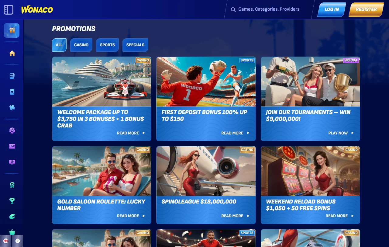 Wonaco Casino bonus terms and welcome offer summary